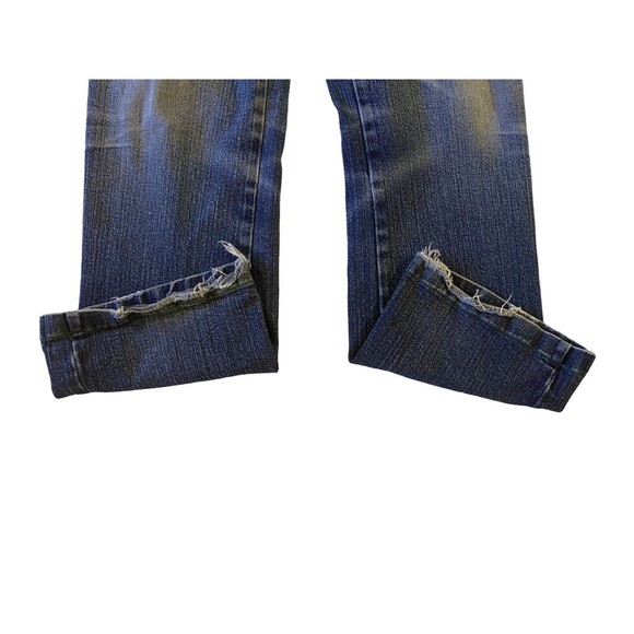 VIEN Jeans Women's 12 Faded Blue Denim Wide Boot Stretch Green Stitch USA Y2K - Picture 5 of 11